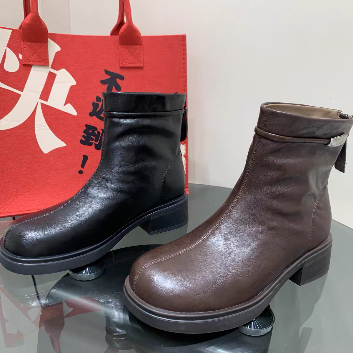 高蒂 新款百搭增高休闲时尚短靴马丁靴潮鞋粗跟切尔西靴