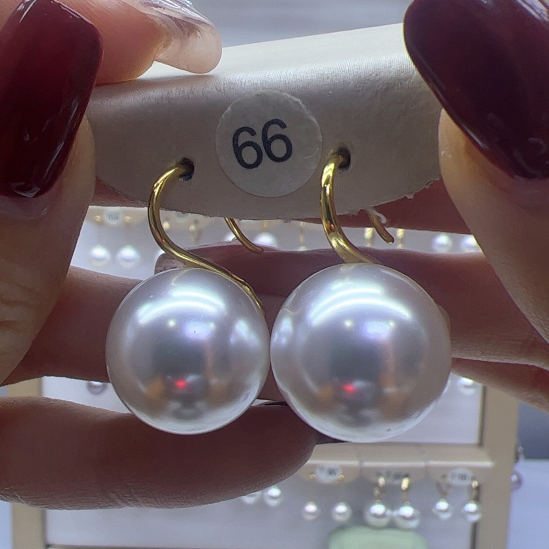 淡水珍珠耳饰18K金镶嵌