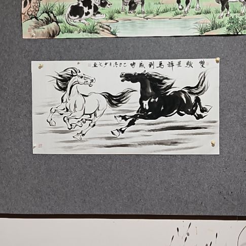 双骏呈祥国画纯手绘作品