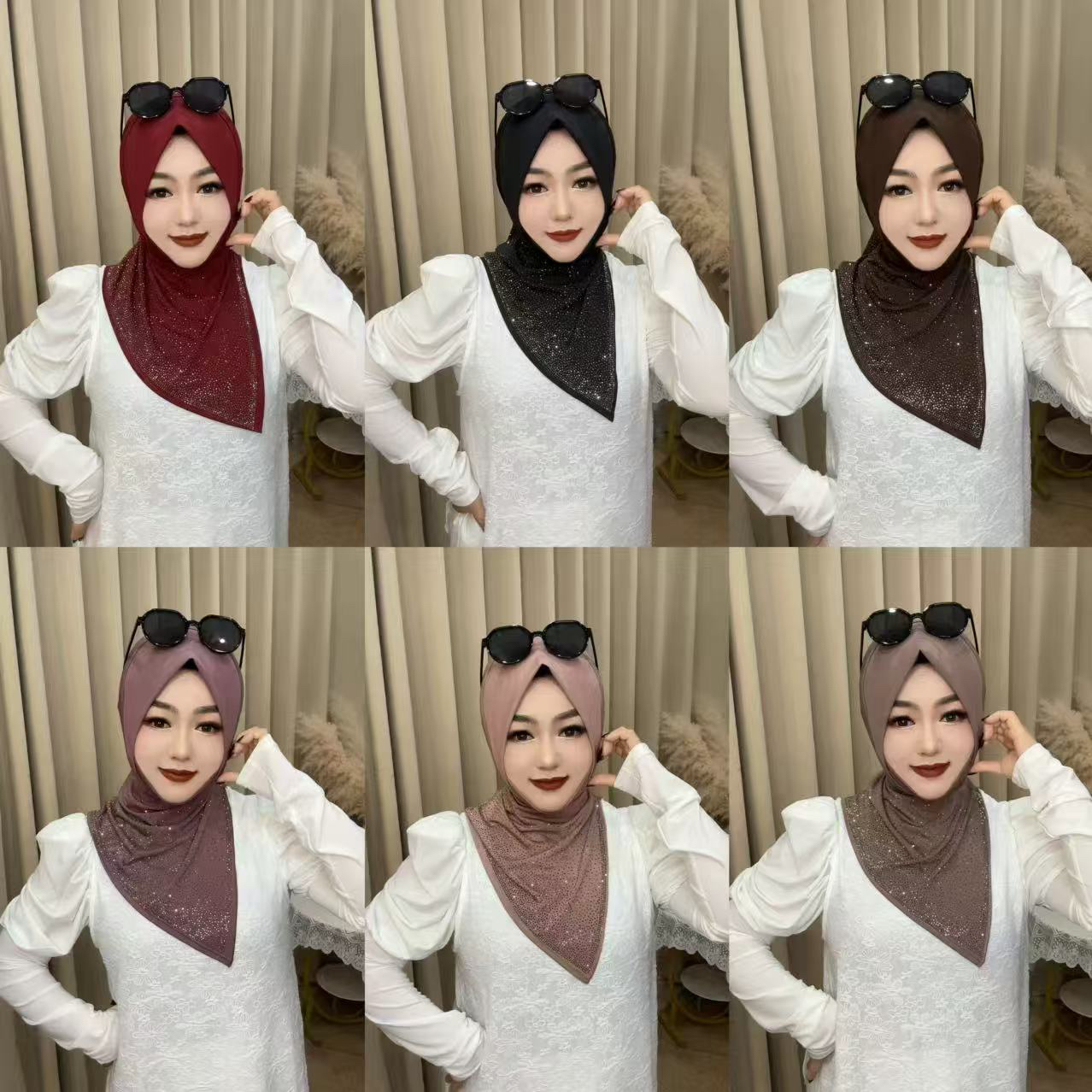 SF28麦艳新品（爆闪）烫钻侧开叉套头水晶嘛套头