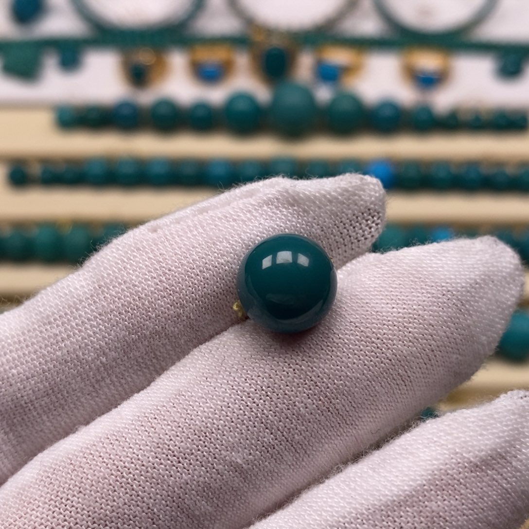 绿松石未镶嵌珠宝奇石圆珠10.3mm
