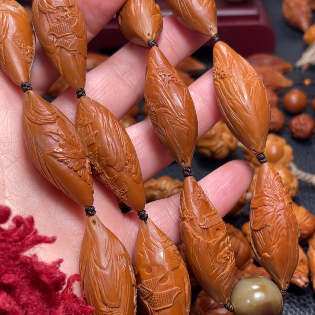 橄榄核手串/手链1.6柳叶核锦绣山河脖挂