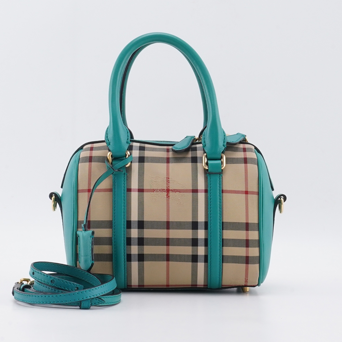 95新 BURBERRY/博柏利 【总仓】 战马格纹拼湖蓝色 小号 波士顿