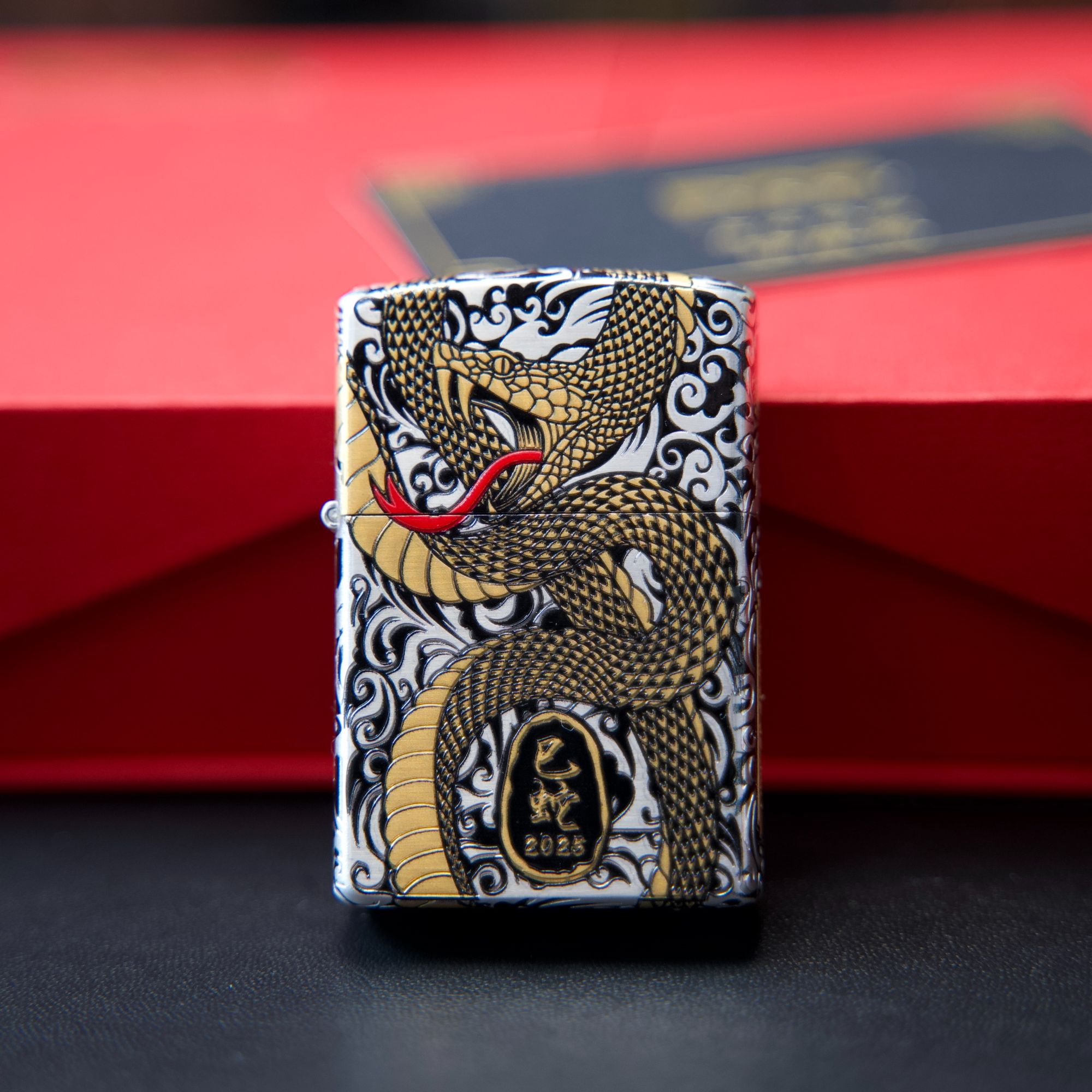 ZORRO佐罗二代五面错金银金蛇献瑞典藏版煤油打火机