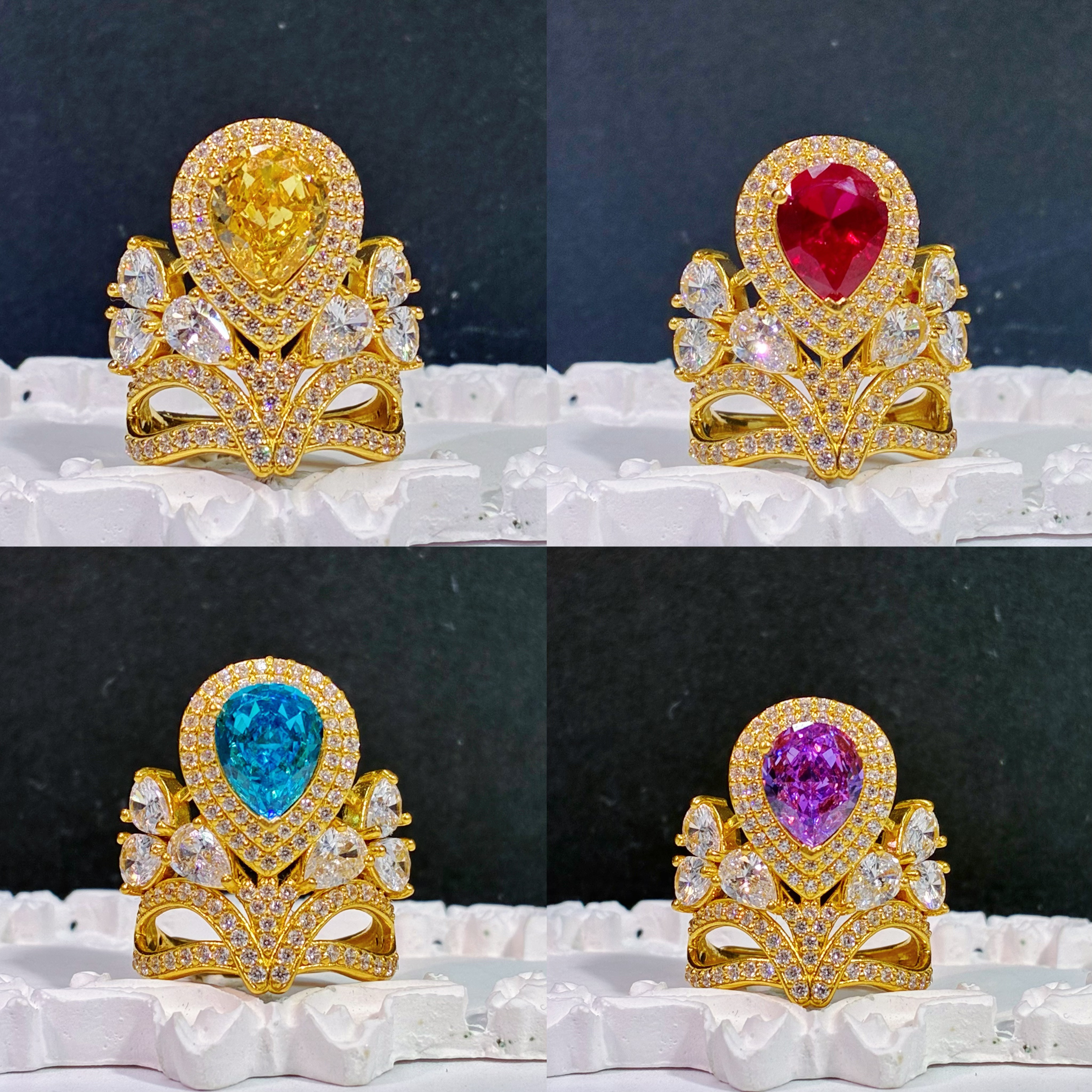 黄金足金999    面具皇冠红色-紫色-蓝色-黄色镶钻高奢气质精致