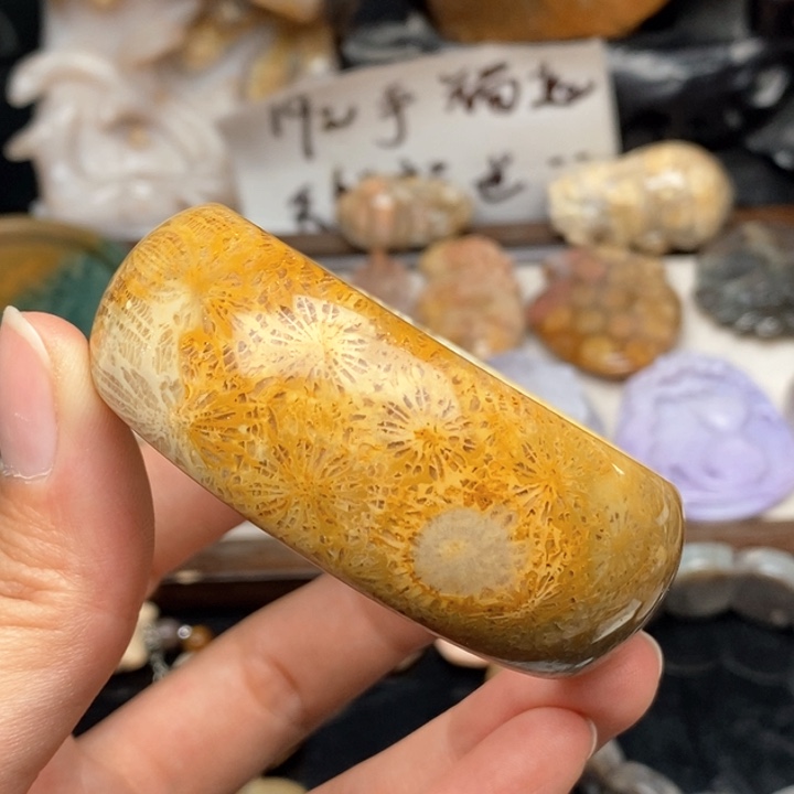 硅化珊瑚（珊瑚玉）未镶嵌手镯53.7