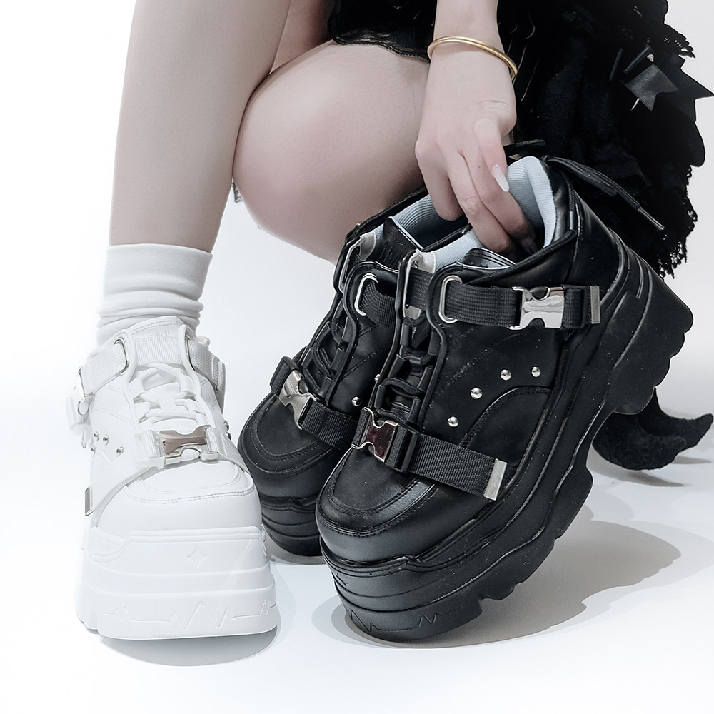 转校生 赛博齿轮 原创亚文化厚底鞋机能风中跟鞋单鞋朋克甜酷风鞋