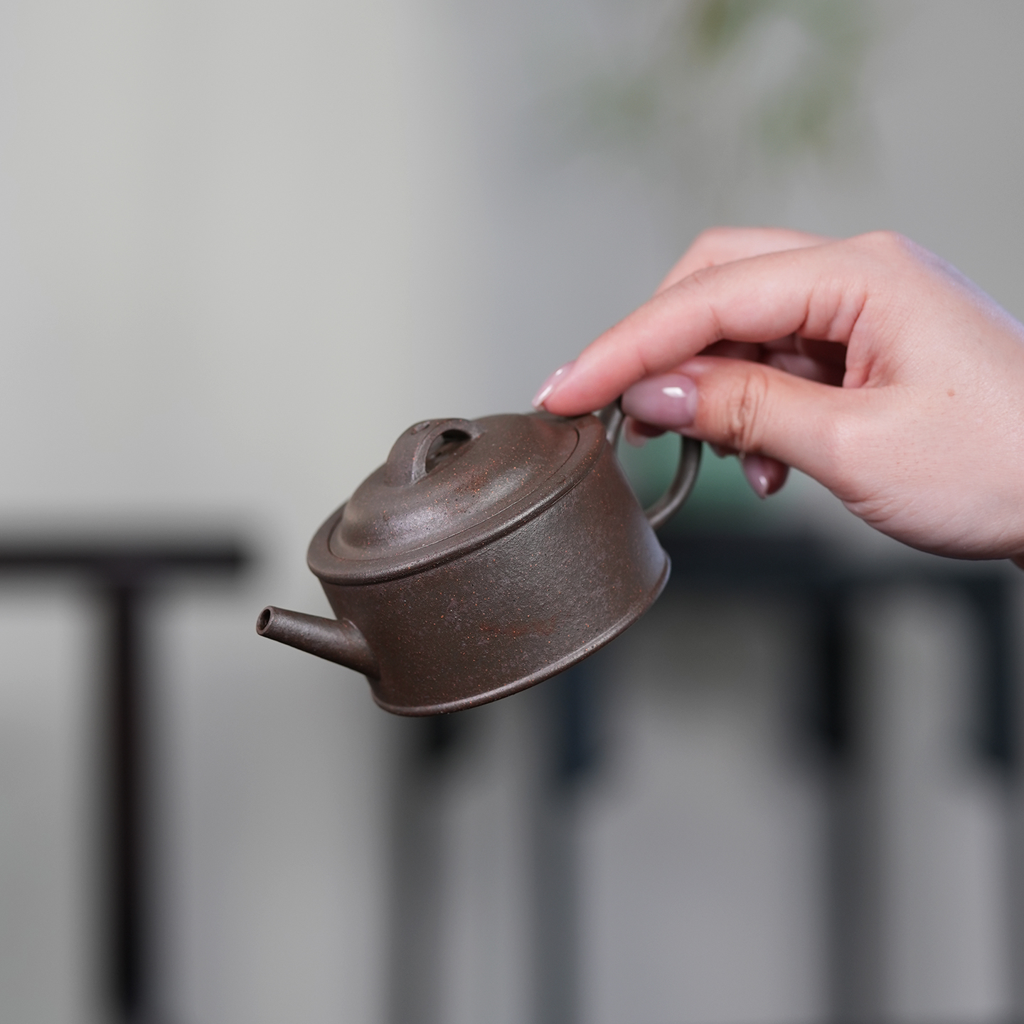 井礼柴烧方瓦壶 紫砂柴烧紫泥手工小容量文人小品130cc