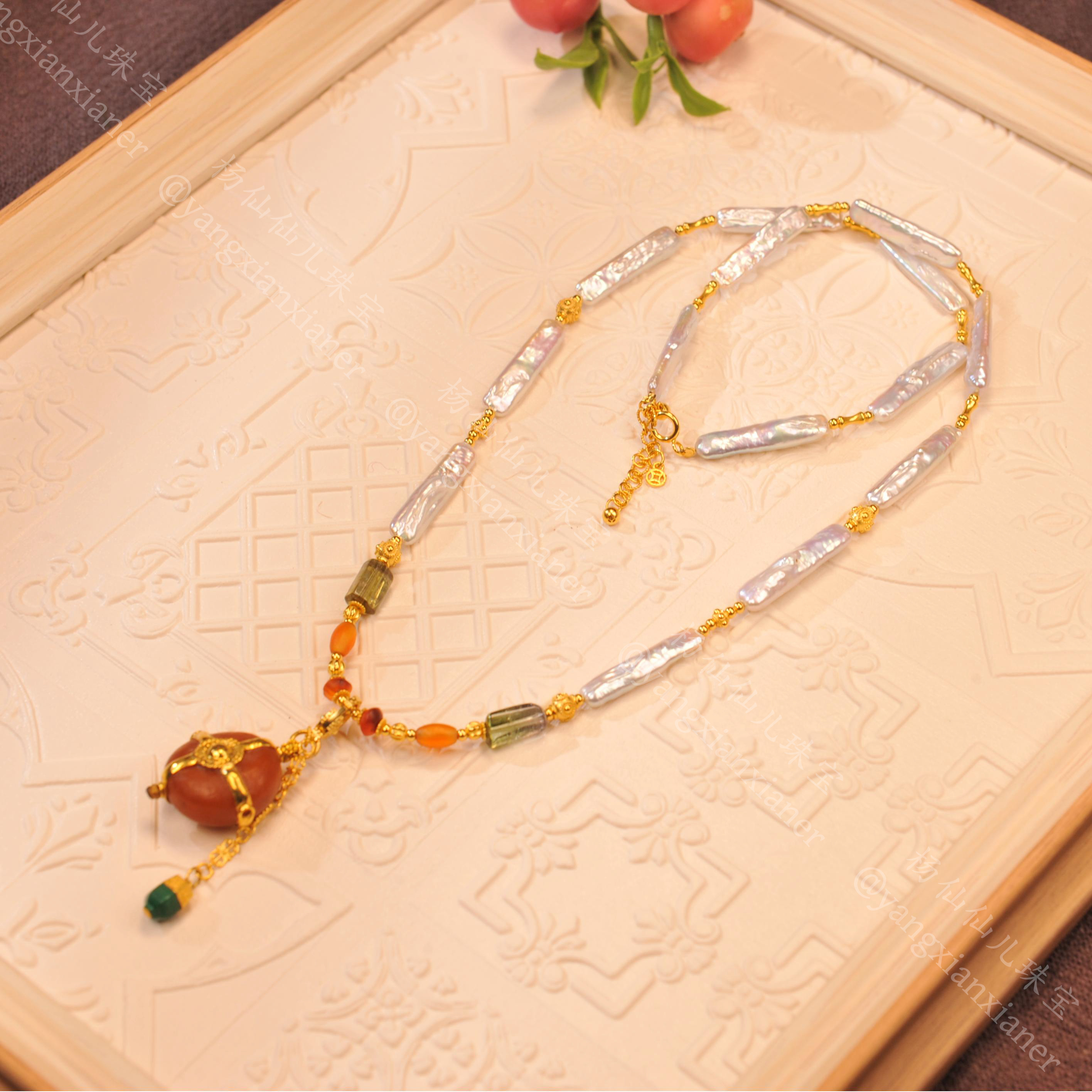 【杨仙仙珠宝】18K金镶嵌珍珠多宝项链-491