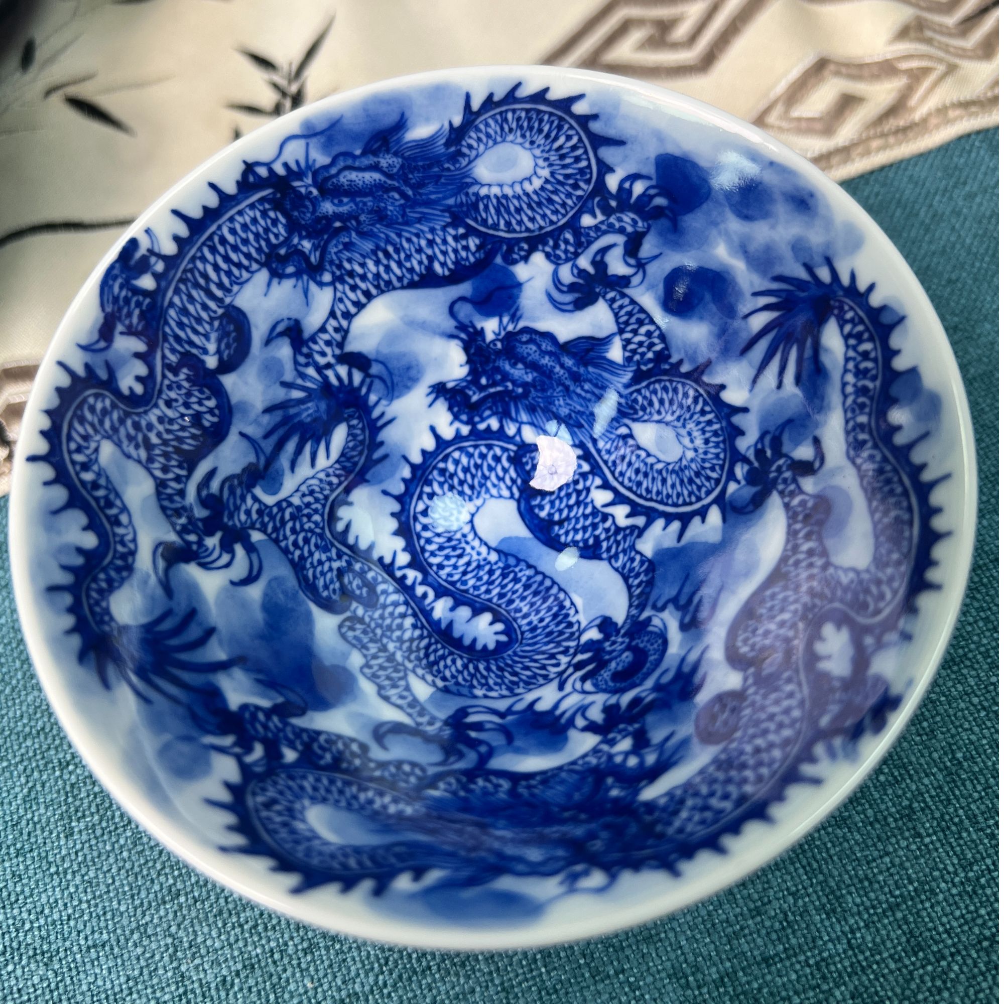 手工手绘青花瓷-五龙龙纹普洱杯品茗杯