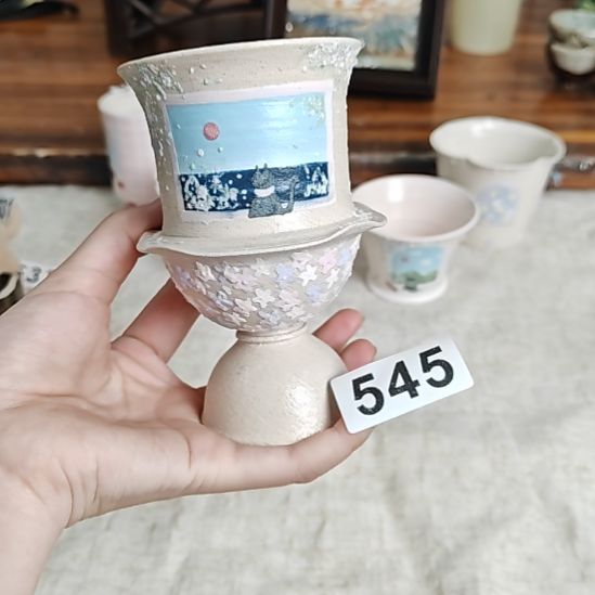 545花边裙手工手绘小杯