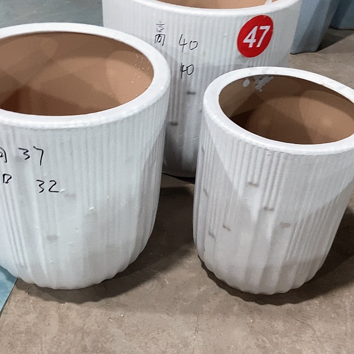 高温烧制陶瓷花盆白色一套