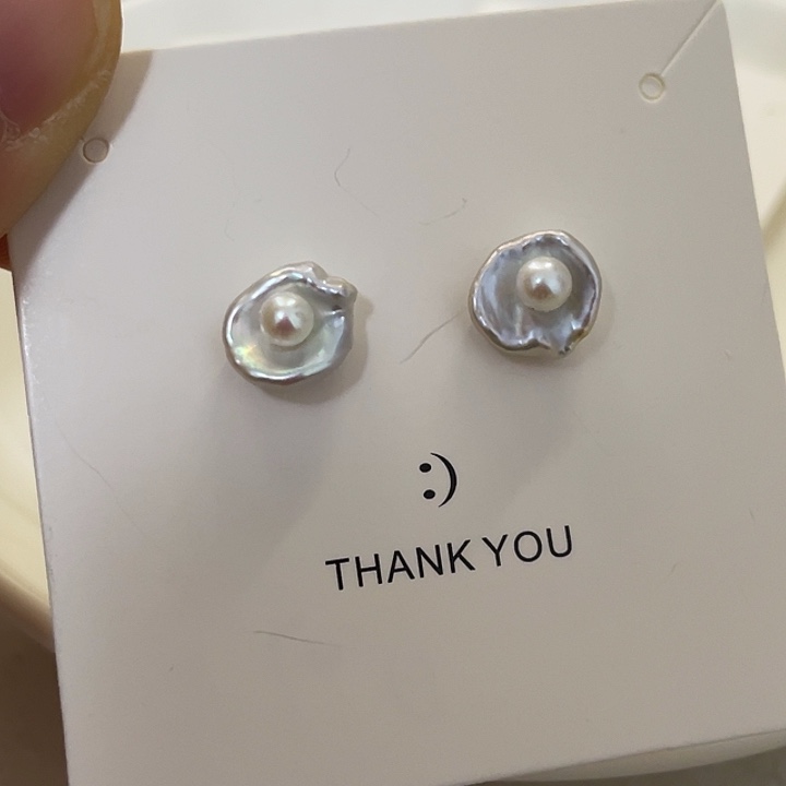 姗***姗淡水珍珠银S925镶嵌耳饰