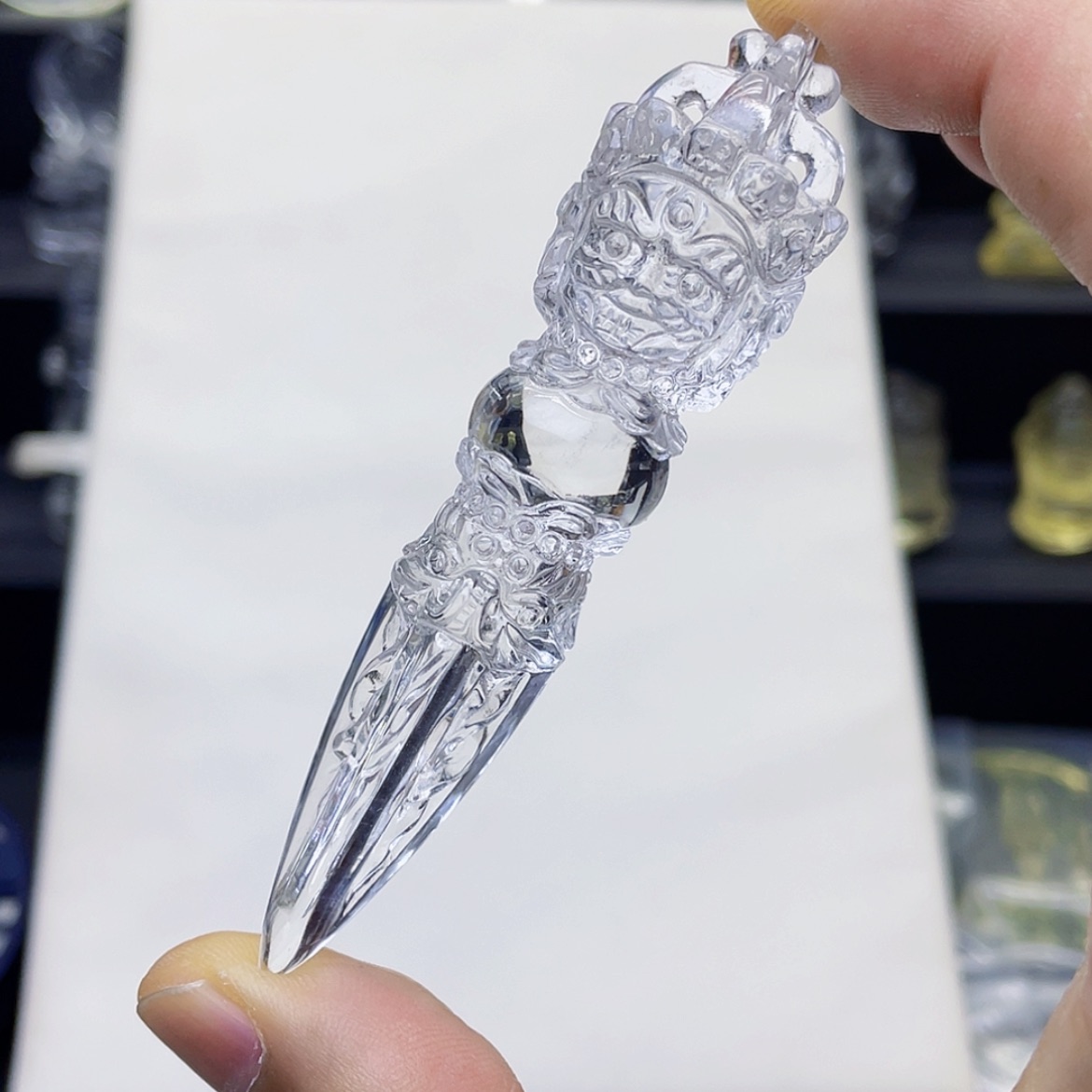 【闪购商品】水晶颈饰未镶嵌白水晶精雕金刚降魔杵