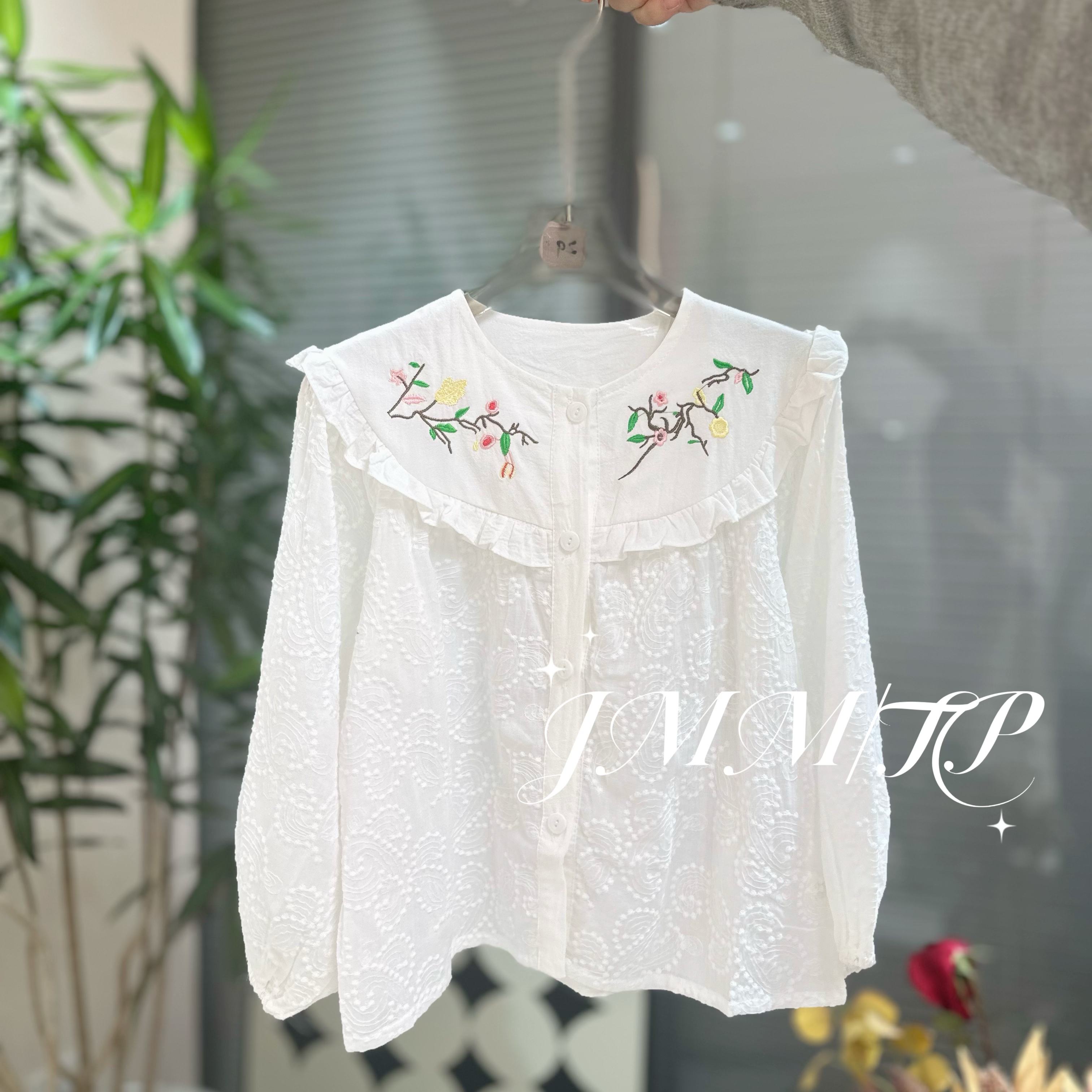 夏单品-树柳衬衫G018 女童刺绣长袖衬衫森系甜美百搭宽松休闲上衣