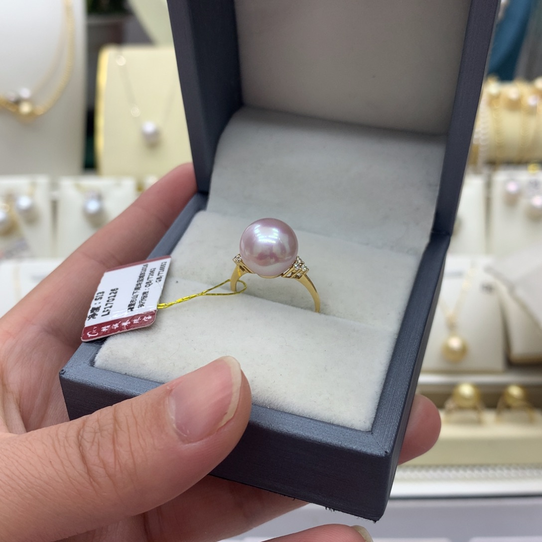 淡水珍珠戒指18K金镶嵌