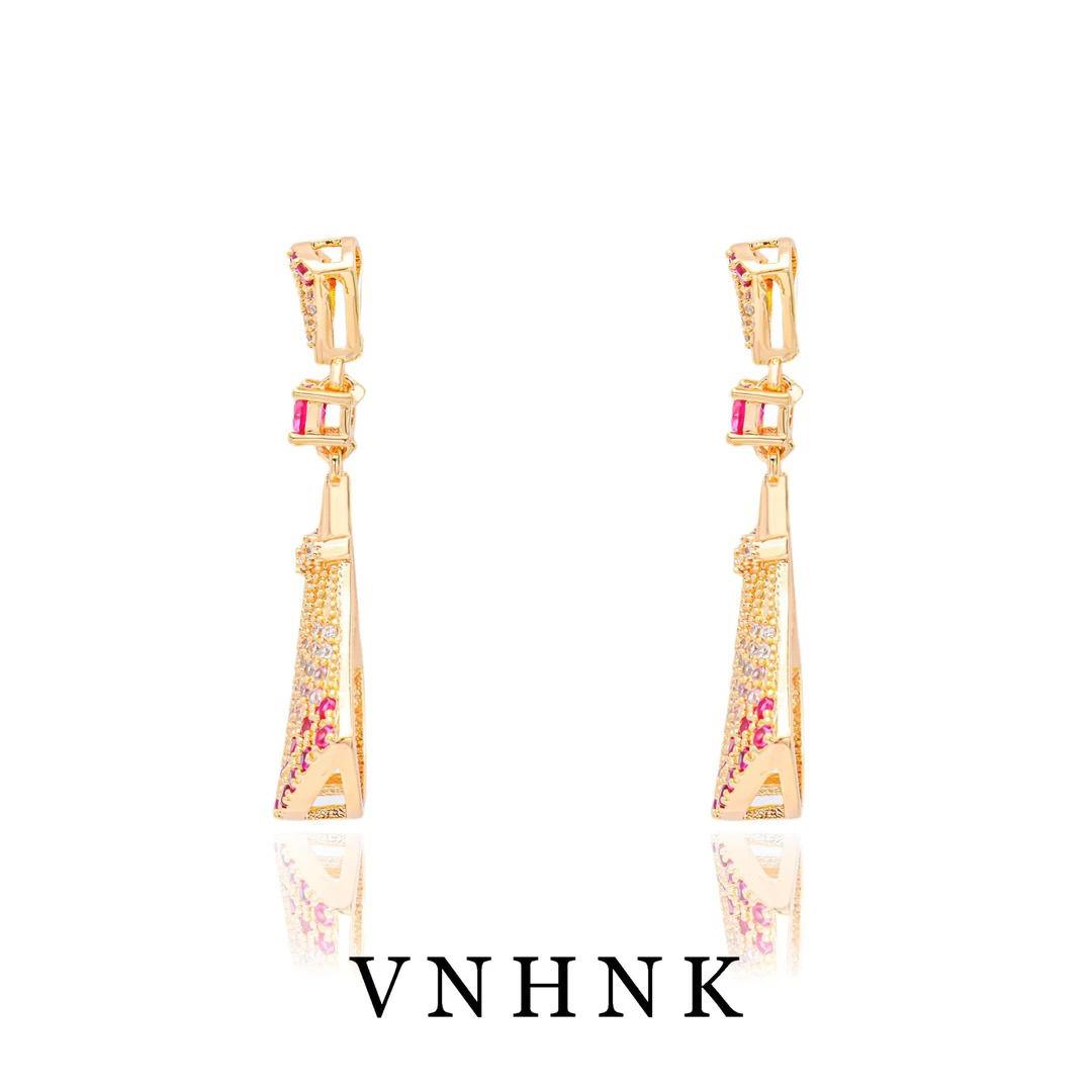 铜合金合成锆石耳饰 美可儿   A576   玫瑰色精致气质耳环