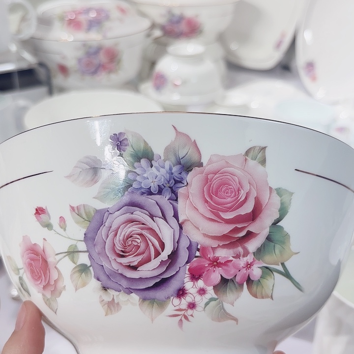 45%以上骨粉骨瓷6英寸面碗2个 7英寸面碗一个 8英寸汤碗一个