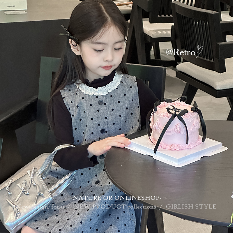 女童背心裙2024秋季新款童装中大童法式波点无袖连衣裙儿童公主裙