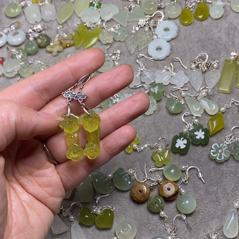 【闪购商品】蛇纹石玉未镶嵌挂件耳饰耳环项链