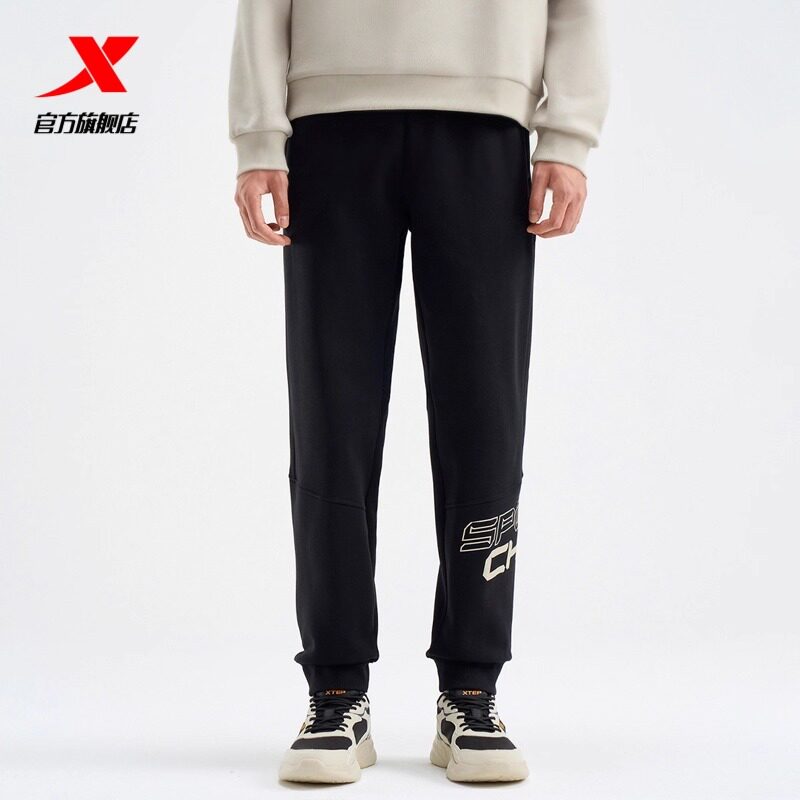 特步长裤男裤时尚百搭健身跑步运动裤冬季新款男子加绒保暖长裤
