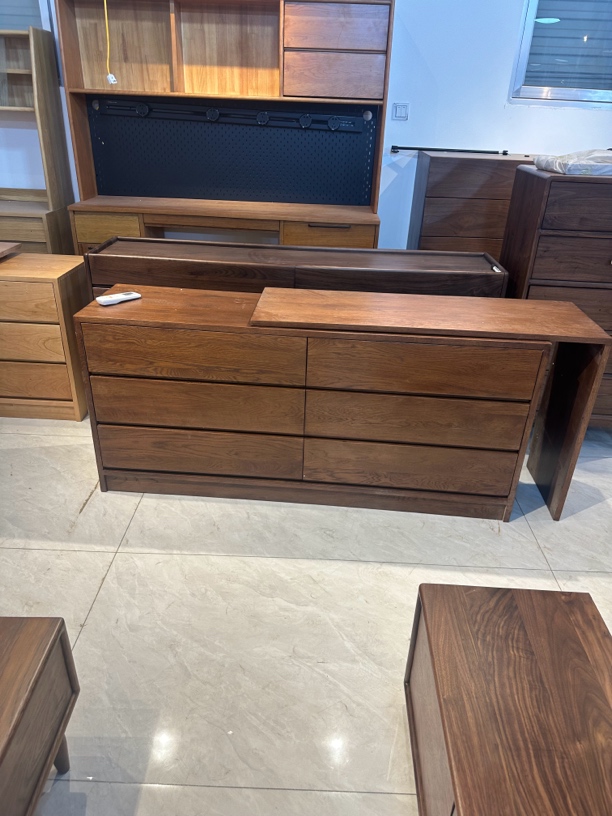 斗柜梳妆台160^40*73板子120*40*75白橡木胡桃色