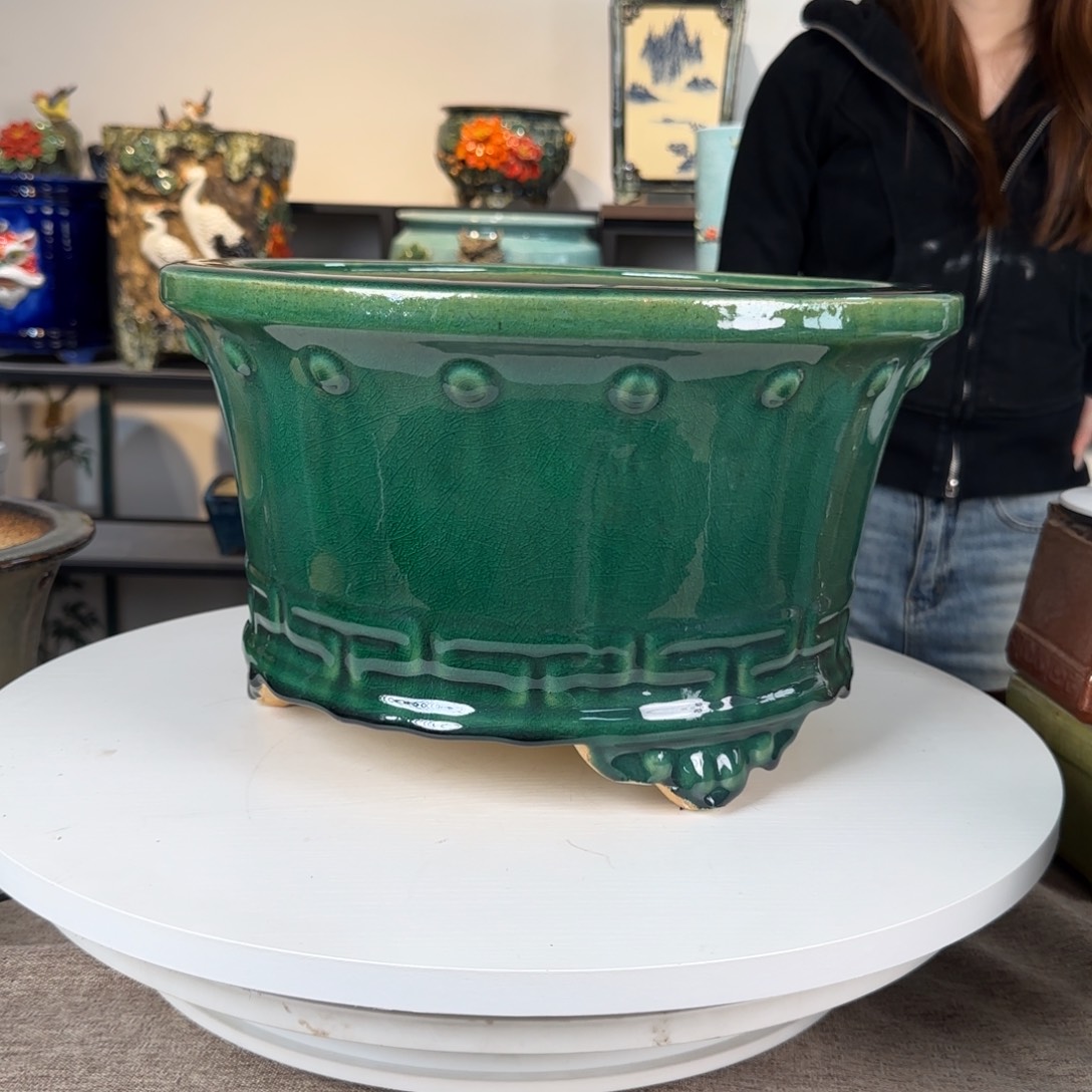 红陶一风堂石湾花盆。打磨痕迹