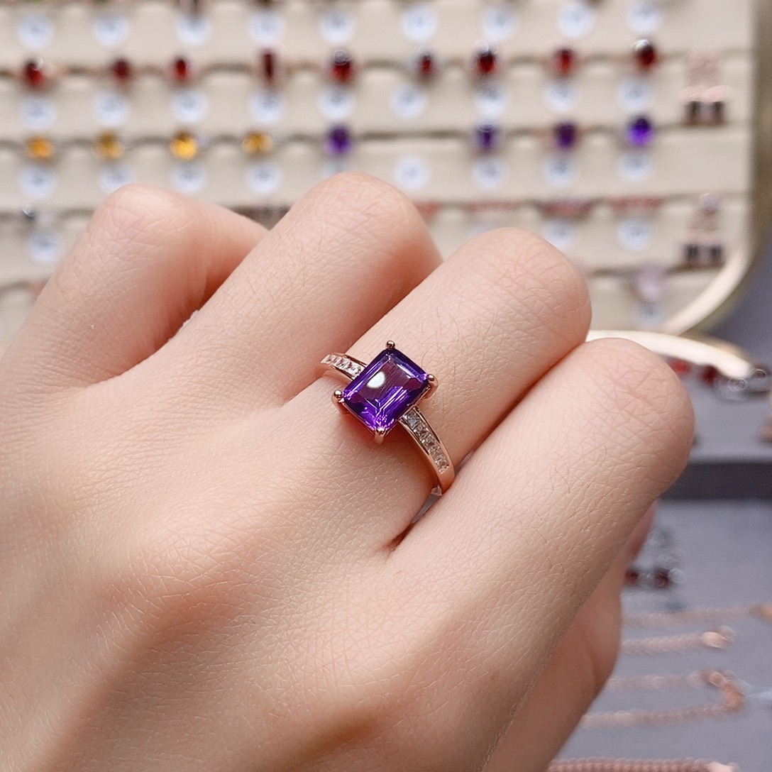 水晶戒指银S925镶嵌戒指