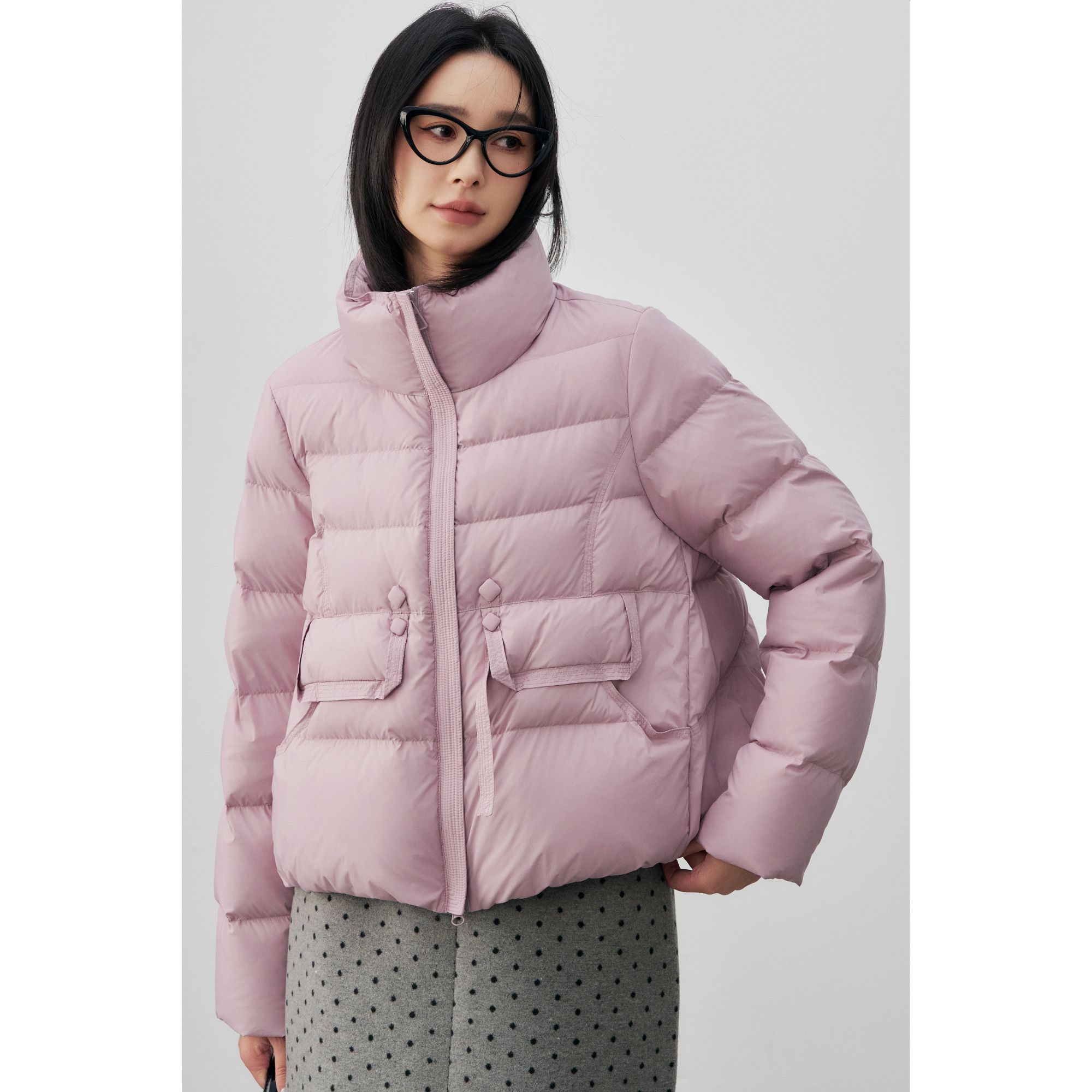 门店10&59！冬日暖阳~蓬松保暖90白鸭绒立领短款羽绒服女 M13517