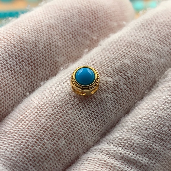 银S925镀金镶嵌绿松石珠宝奇石