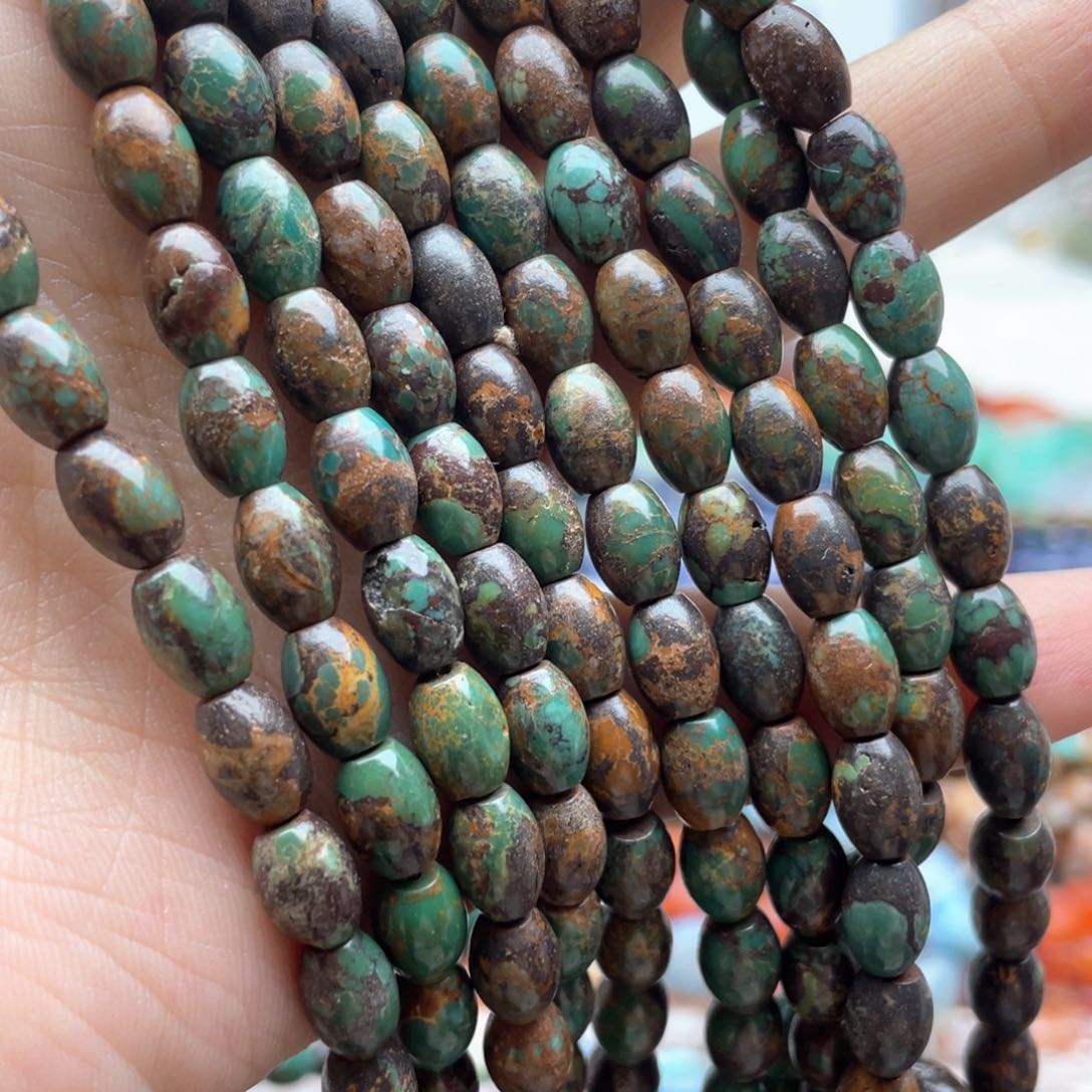 玛瑙/玉髓合金珠宝半成品一条装5*7马鞍山松鼓珠