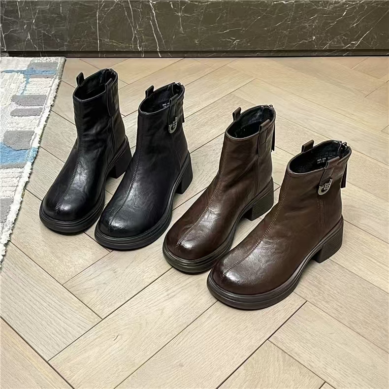 20-10S 新款时尚休闲百搭厚底英伦风韩版瘦瘦靴加绒