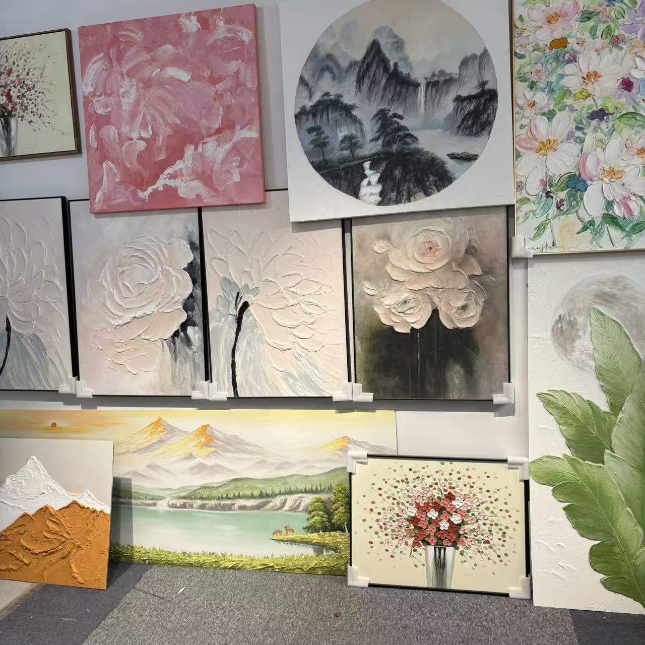 A1-A50手工手绘油画工厂清货餐厅过道玄关画日照金山油画