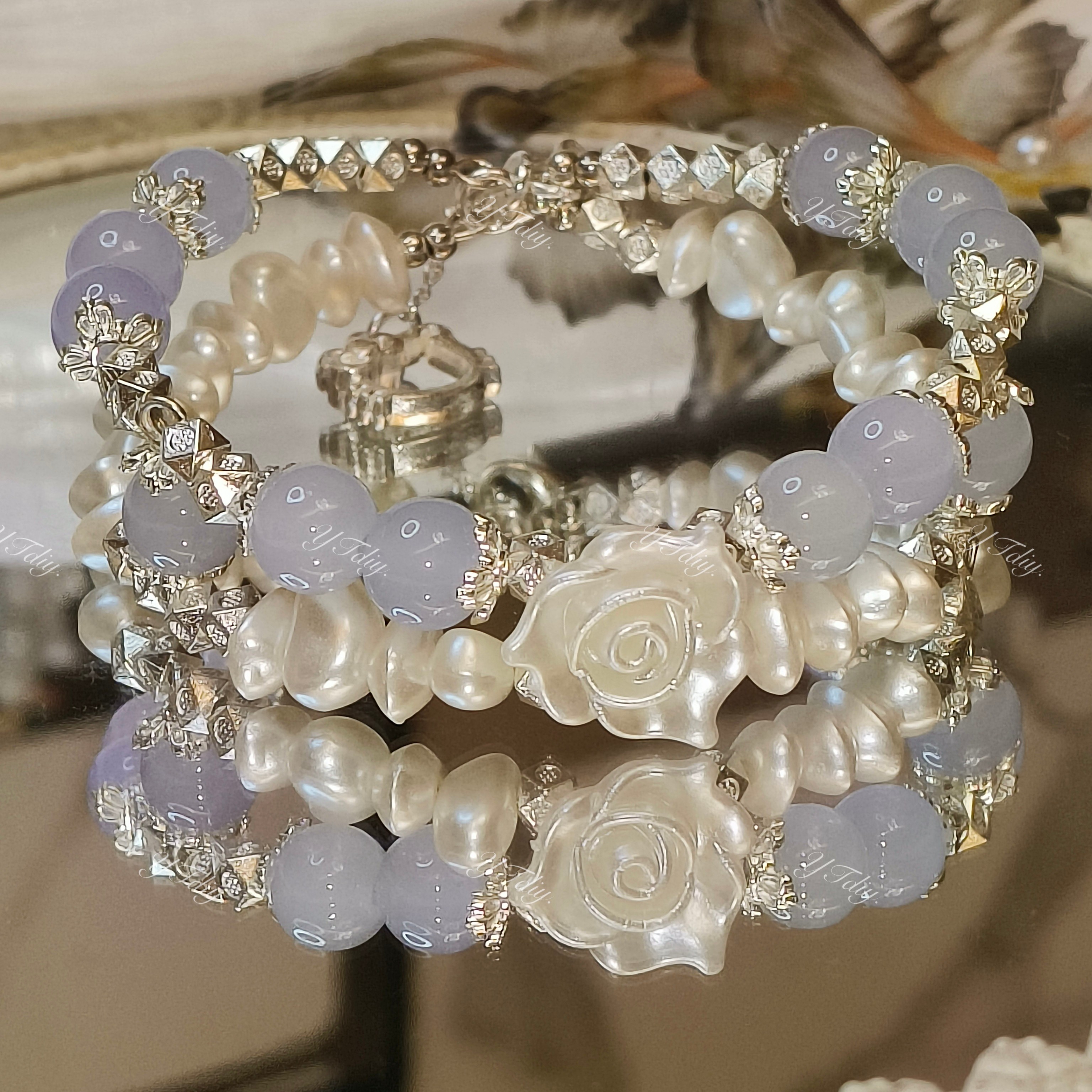 纯铜琉璃手链 YTdiy.｜软胶花发卡琉璃珠透珠油画珠原创手链直播间