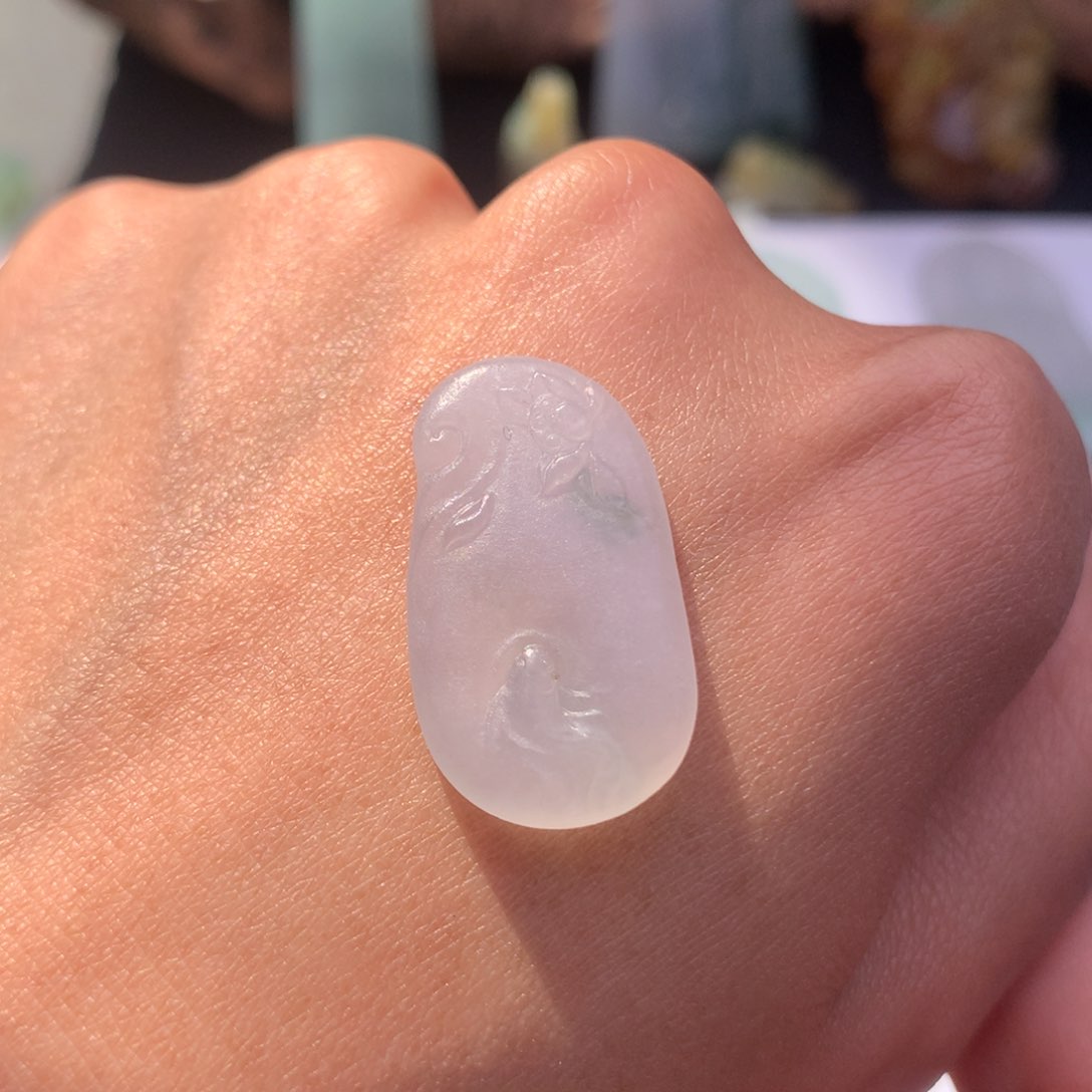 定制翡翠未镶嵌莲花鱼