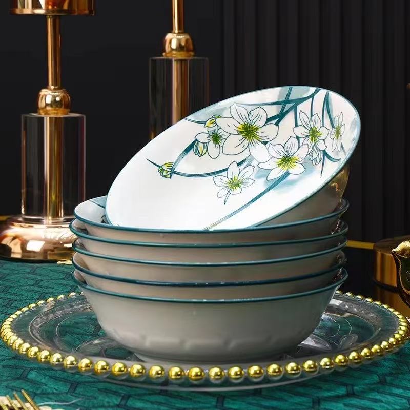 水仙花7英寸面碗 6个装 破损补发