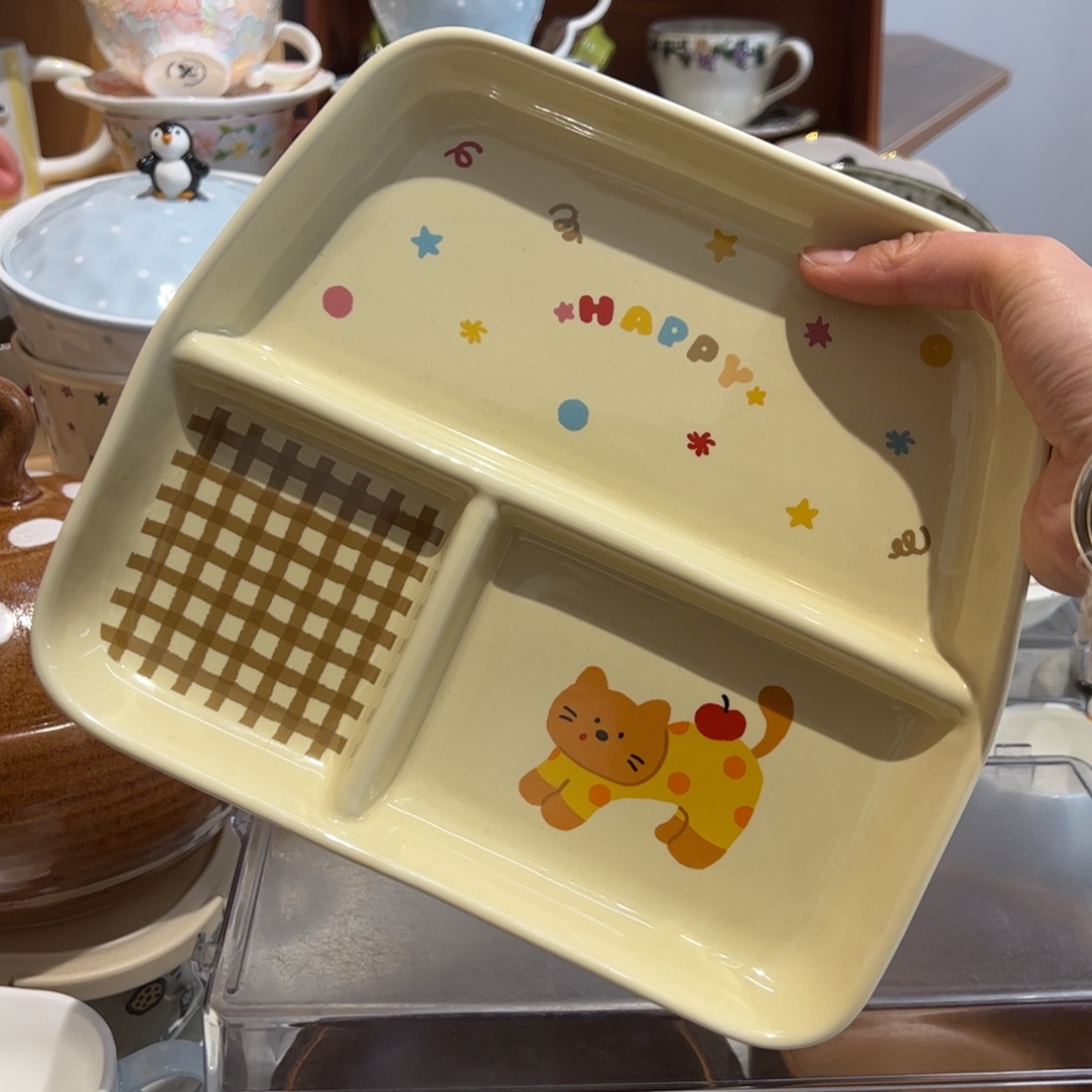 小猫三格分餐盘     
