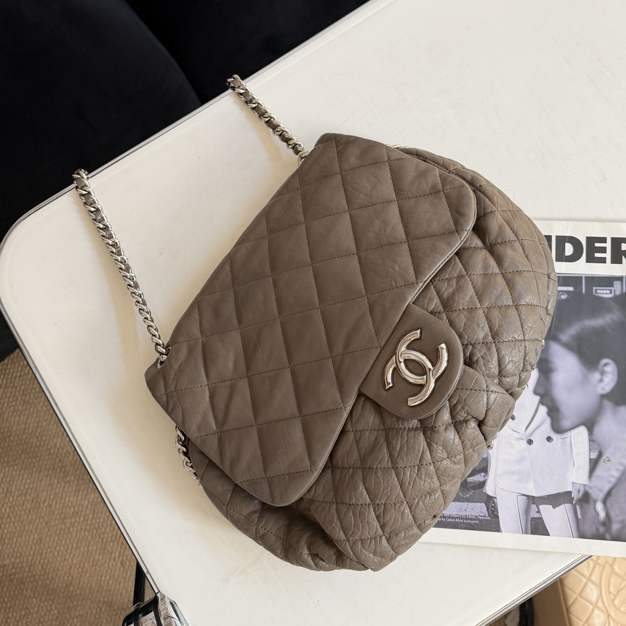 95新 Chanel/香奈儿 Chanel棕色滚边南瓜包