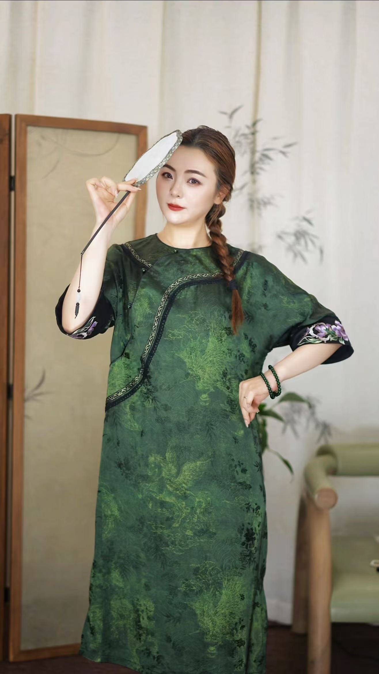 多款领型中国风无袖双层复古盘扣旗袍双面直筒女士