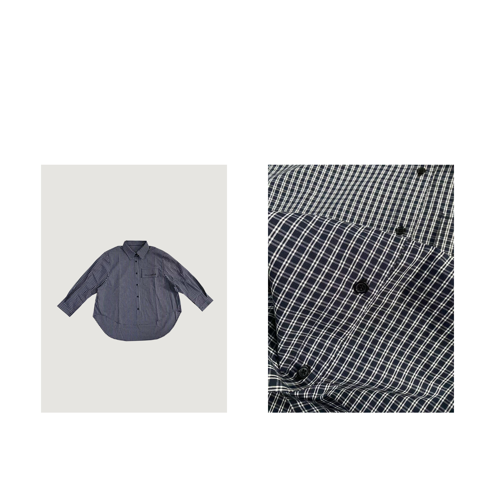 MAINRAY-「百搭单品」春夏口袋英文字母刺绣气质款前短后长设计衬衣