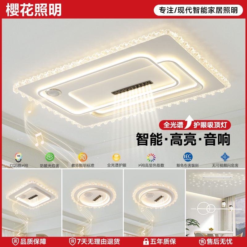 【櫻花照明】2025新款水晶音响客厅灯离线语音现代简约高亮中山灯饰