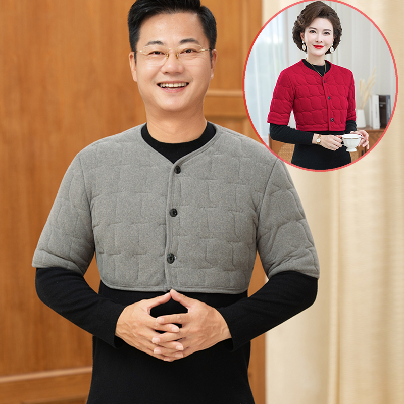 中老年男装加厚护肩颈椎坎肩爸爸装睡觉保暖防寒披肩男士秋冬马甲