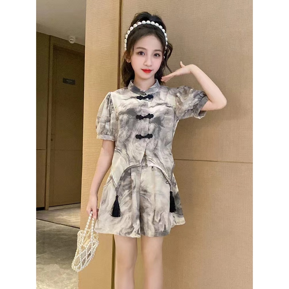 女童2025夏季新款新中式两件套(尺码偏大-按身高拍)B2257