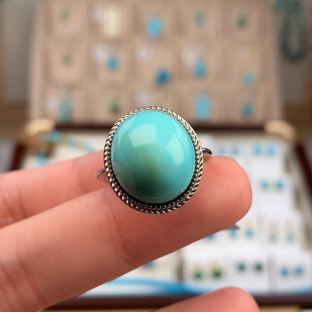 绿松石银S925镶嵌戒指