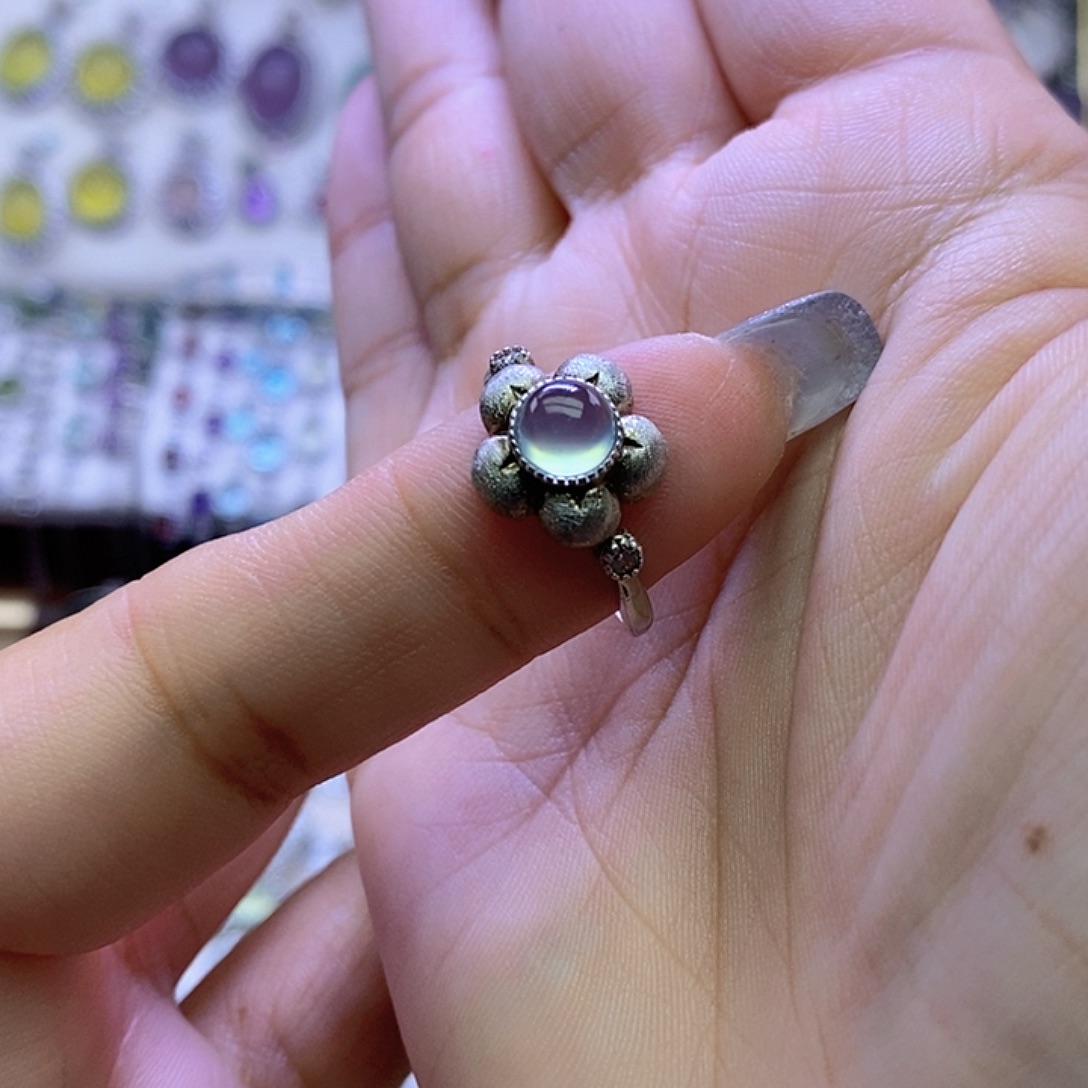 岫玉银S925镶嵌戒指