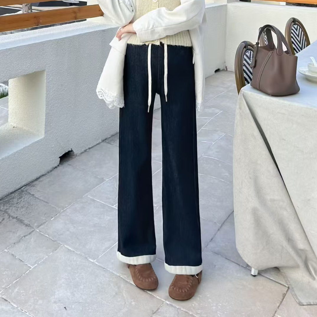 【实体店品质】7060-5孕妇加厚绒高弹直筒牛仔裤