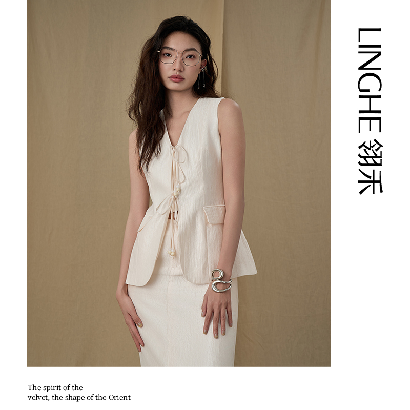 翎禾LINGHE-气质白色马甲时尚休闲女士