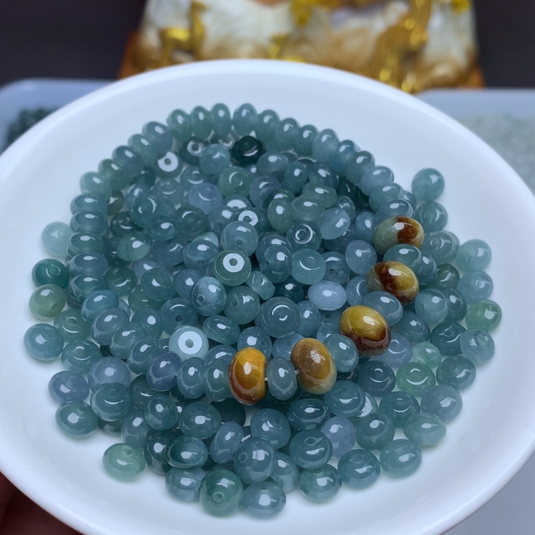 【闪购商品】翡翠手链未镶嵌卡4乘6冰蓝水鼓珠50个