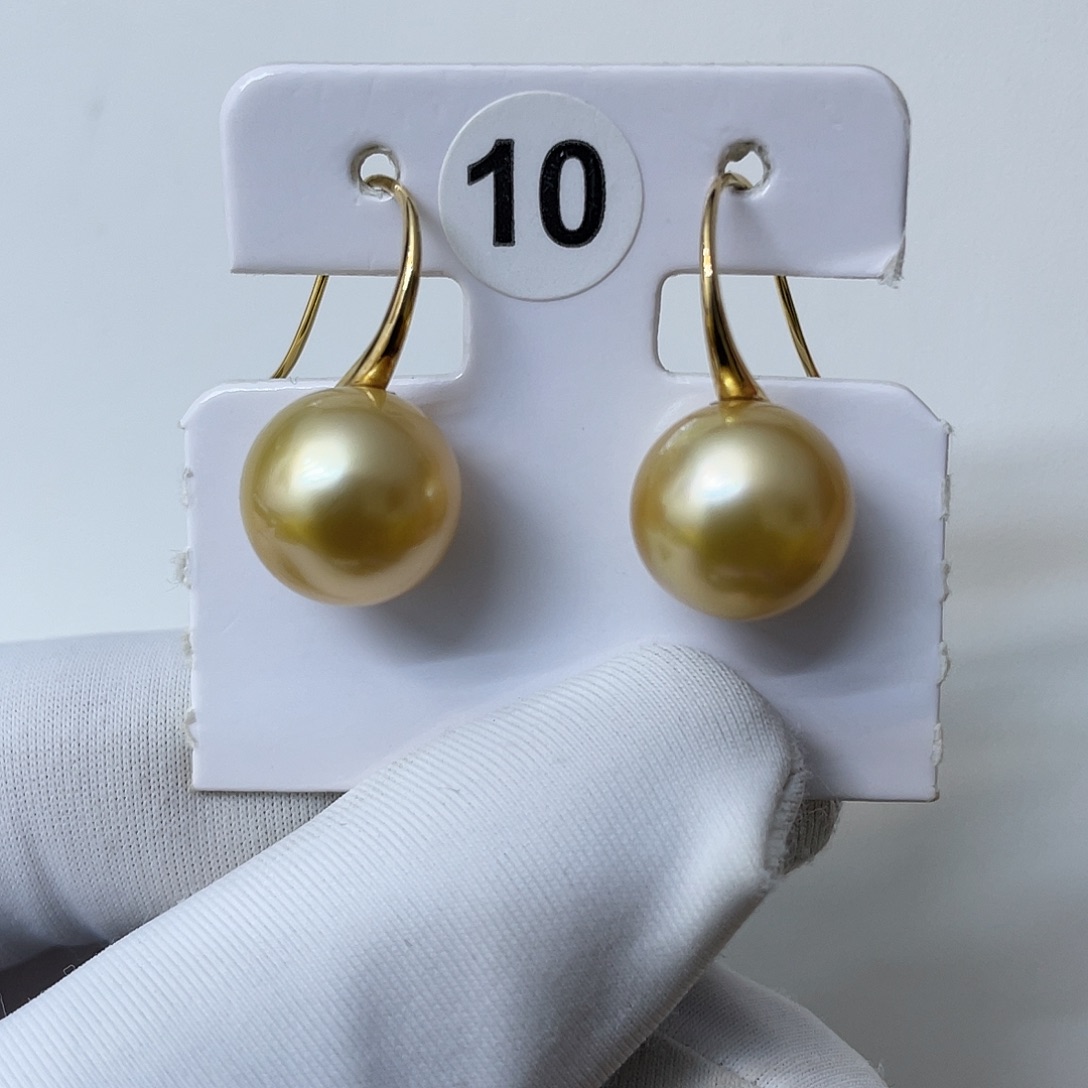 海水珍珠18K金镶嵌耳饰金珠