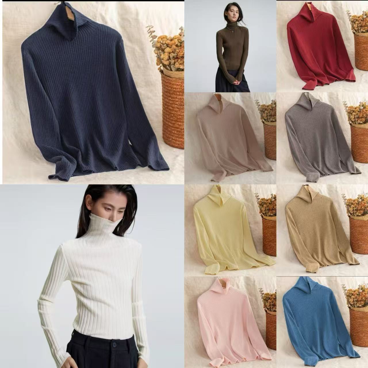 9206-千层纱（颜色任意）坑条纹针织衫